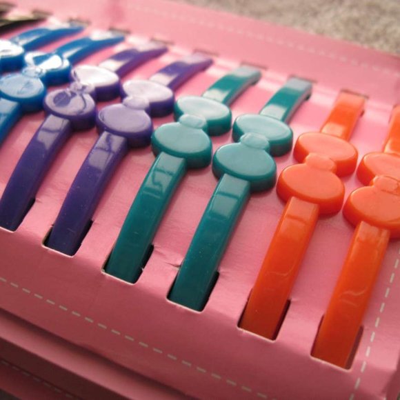 12 Eye Candy Bright All Plastic Flat Tight Hair Barrettes Clips Pins No Metal - Picture 3 of 5